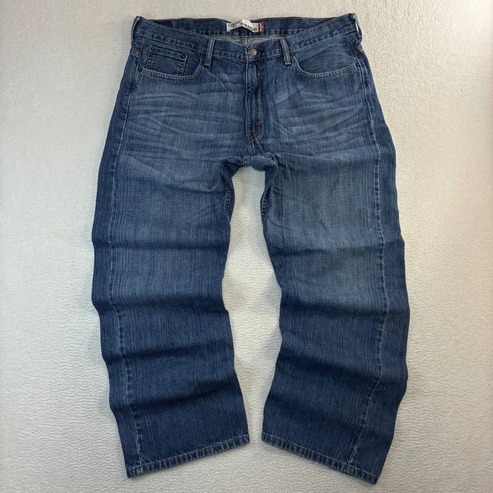 Y2K Levis‎ 569 Loose Straight Jeans Men 38x32 Blue Faded Skater Baggy Whiskered